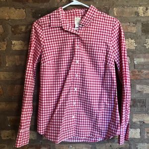 J Crew Red Gingham Button Down Shirt